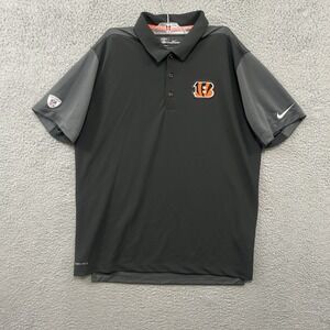 Cincinnati Bengals Shirt Mens Large Gray Polo Short Sleeve Nike Dri Fit NFL